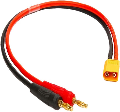 2 PCS XT30 Plug Male Connector to 4mm 4.0mm Banana Plug Bullet Connector Charging Extension Cable Cord Lead with 11.8in 16AWG Silicone Wire by Yiqigou