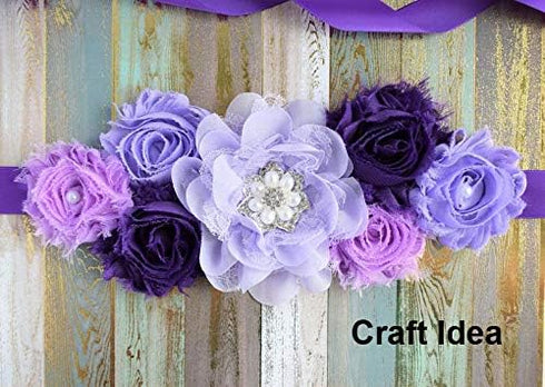YYCRAFT 15pcs Purple/Lavender Chiffon Lace Hair Flower, Baby Flowers Bows for Crafts and Party Decoration