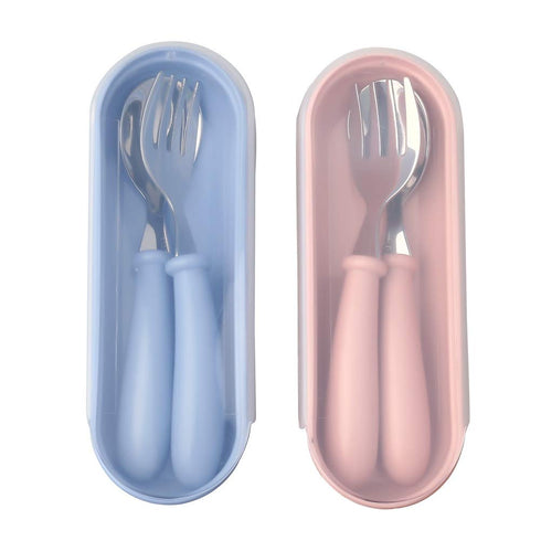 4 Pcs Toddler Utensils - Stainless Steel Forks and Spoons Baby Silverware Set with Storage Box for Safe Dining