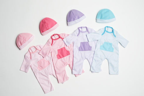 2 2+ 14"- 18" JC Toys | Berenguer Boutique | La Baby Doll Outfit | Piece Purple Striped Onesie|Washable| Ages | Fits