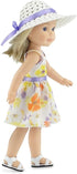 Emily Rose 14 Inch Doll Spring/Summer Chiffon Easter Dress with White Hat for American Girl
