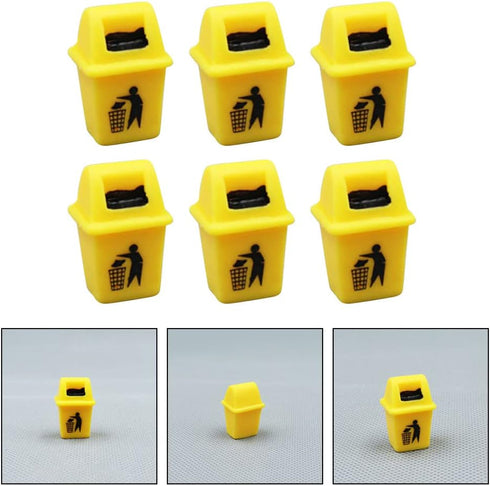 Toyvian 6Pcs Mini Trash Can Toy, Dollhouse Trash Can Educational Garbage Pail Model Toy