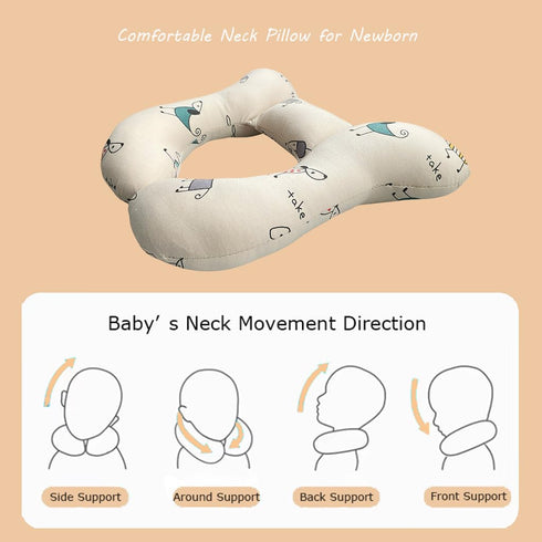 0-2 Baby Neck Pillows, Comfortable Baby Travel Head Neck Support for Car Seat Stroller Pushchair, Soft PP Cotton Travel