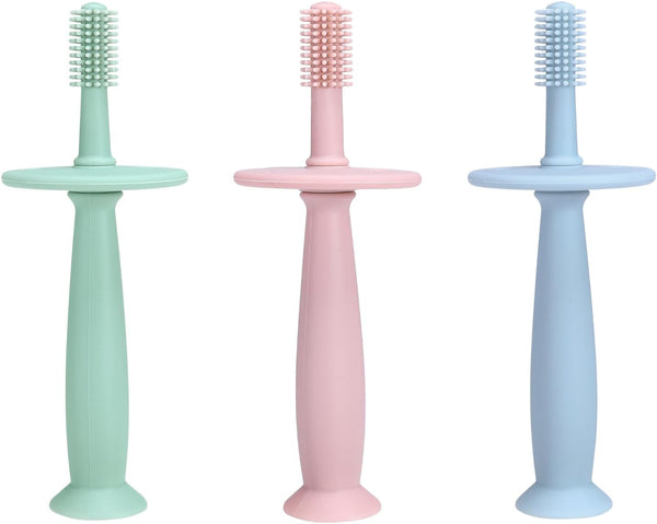 PandaEar 3 Pack Silicone Baby Toothbrush Teethers, Teething Toys for Infants 0-12 Months