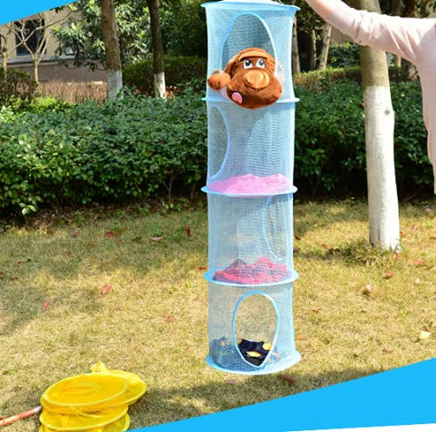 DODXIAOBEUL 2 4 2 Hooks,43.5 x12 4 Pcs Tier Foldable Hanging Mesh Storage Basket with Space Saving Toy Organizer