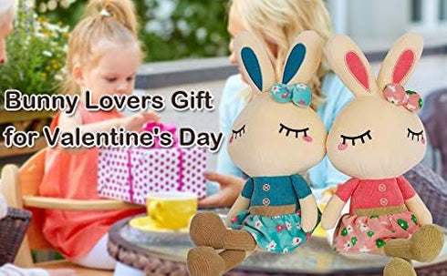 Set of 2 Easter Plush Bunny Rabbit - 18.3 in Doll Rabbit Stuffed Animal - Huggable Rabbit for Christmas and Easter