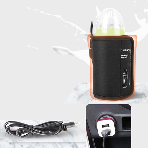 Toyvian USB Car Bottle Warmer Cover Portable Insulated Milk Bottle Heater with Lighter Cable for Travel Black