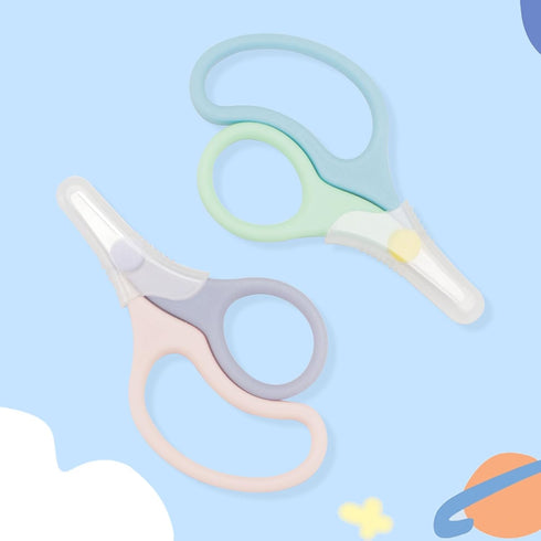 WWZJ 2Pcs Toddler Safety Scissor, Baby Fingernail Clippers Colorful, Cute Baby Safety Scissors, Easy Grip Nail Scissors