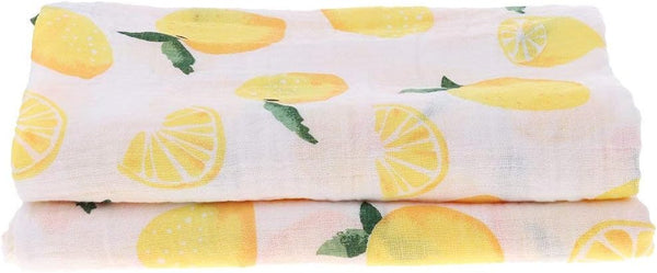 Muslin Swaddle Square Blankets, Baby Receiving Wrap Towel for Girl Shower Gift - Lemon