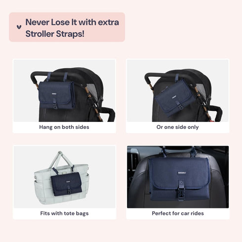 Set Navy Blue Portable Changing Pad with Camo Diaper Bag