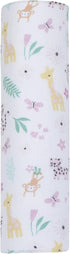 Generic 100% 47x47 (Pack 2) Muslin Swaddle Blanket Baby Girl Jungle Print Extra Soft Cotton Muslin Blanket Baby Girl