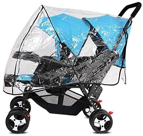 Universal Stroller Raincovers for Twins, Waterproof Buggy Pram Raincoat, PVC Double Carrycots Weather Shield