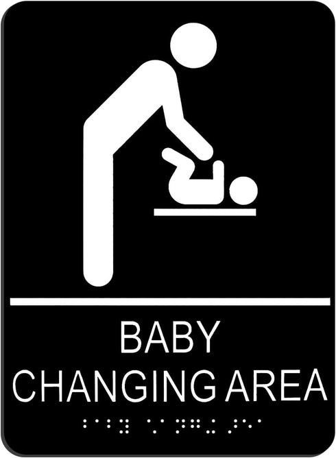 Baby Changing Area Sign for Business, ADA Compliant Braille Restroom Sign, 8.27 x 5.9 inch