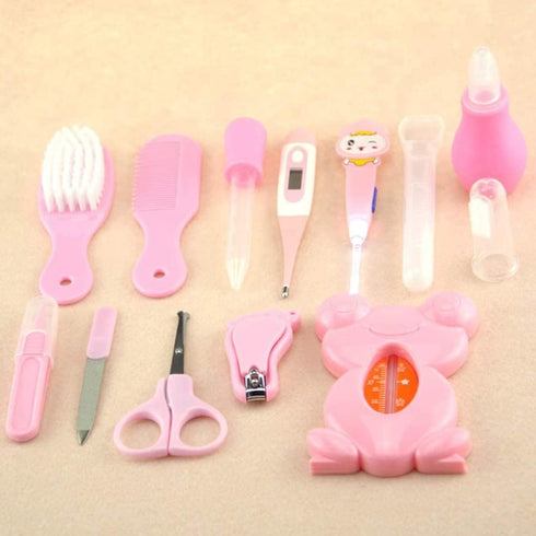Pineeseatile Set 13 PCS/Set, Baby Healthcare and Grooming Kit Baby Nasal Aspirator Nail Clipper Hairbrush Newborn Daily