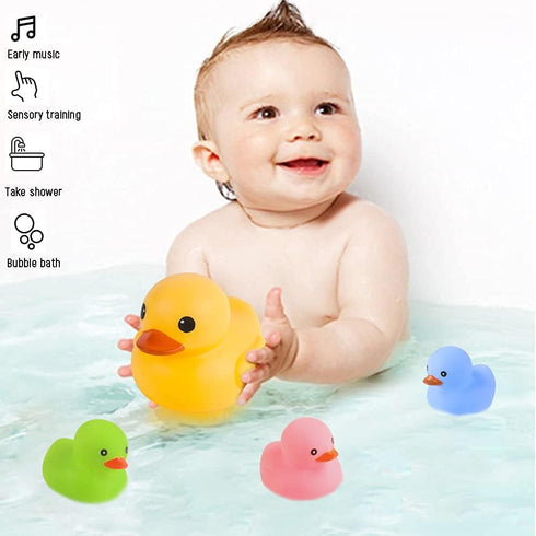 Bath Duck Toys 4Pcs Family Rubber Ducky Float & Squeak for Baby Toddlers Preschool Bathtub Shower Toy (Colorful)