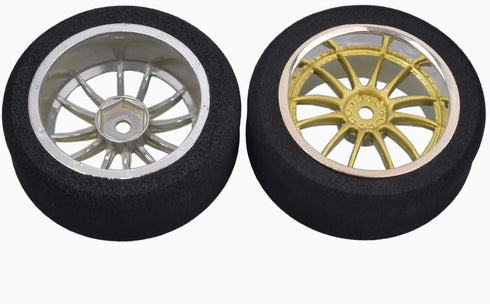4Pcs On-Road Foam Tires & 9003 Wheel Rims 12mm Hex for HSP HPI RC Racing Car Toy, Gold