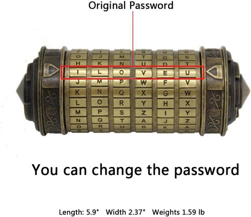 yofit Da Vinci Code Mini Cryptex Lock Puzzle Box - Valentine's Day Gift with Hidden Compartments for Notes, Jewelry