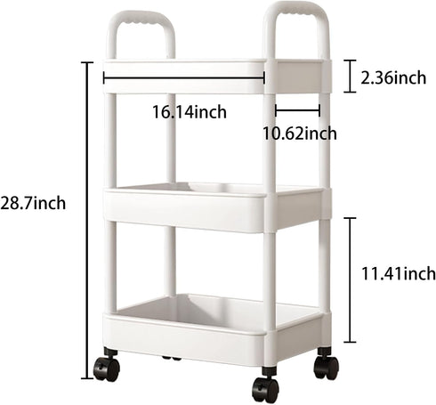 Baby Diaper Cart with Wheels and Handle, 3 Tier Rolling Cart Organizer for Storage Baby Clothes, Wipes, Bibs