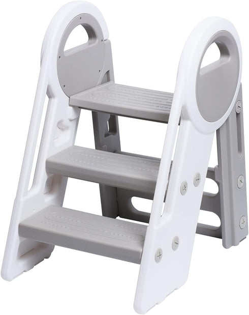 JoyrChld Step Ladder 3 Step Folding Toddler Step Stool for Kids Three Step