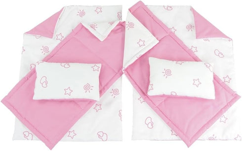 14 Inch Set 2 Sets 14 Emily Rose Doll Bunk Bed - Pink/White Wooden Furniture with Complete Bedding - Fits Wellie