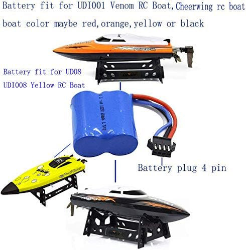 Blomiky 2 Pack 600mAh Li-ion Battery with SM-4P Plug for UDI008 UD08 UDI001 Venom Speed RC Boat