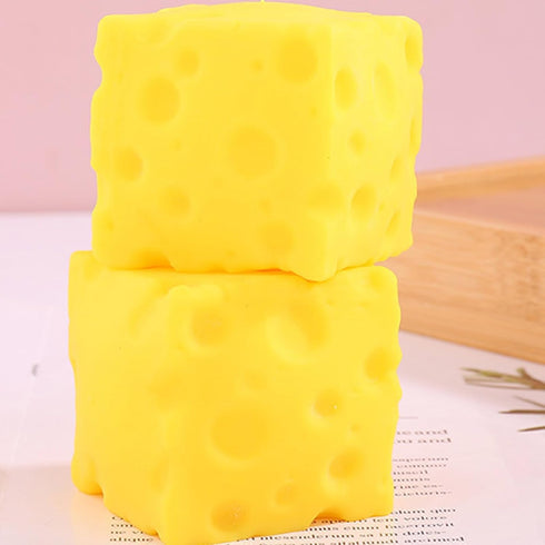 Generic 2 Pack, Jumbo Cheese Squishy, Large Cube Block, Slow Rising, Stress Relief, Sensory Fidget Toy, Yellow, Soft