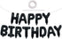 TONIFUL Black Happy Birthday Balloons Banner, 16 Inch Mylar Foil Letters, Reusable Birthday Sign for Kids & Adults