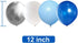 Blue Silver White Latex Balloons, 50pcs 12 inch Metallic Balloons for Birthday Wedding Party Decoration