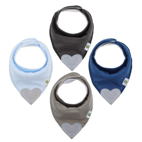 Pickle & Olive Baby Bandana Teething Bibs with Attached Silicone Teether -
