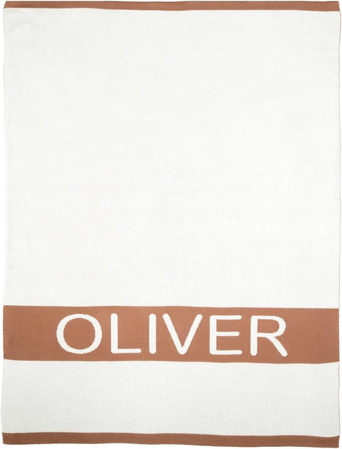 Personalized Name Knit Blanket Custom Woven Text Soft Minimal Style Comfort Throw for Newborn Infant Toddler Nursery