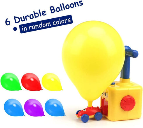 3+ LiKee Balloon Powered Cars Balloon Racers with Manual Balloon Pump for Kids Boys Girls and Classroom (Yellow