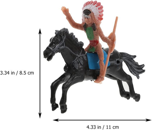 NUOBESTY Indian Model Figures - 8 Pieces Horse Riding Plastic Indians Figurines Playset