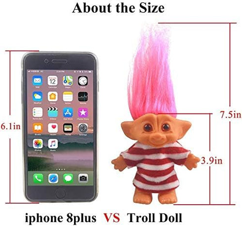 2 Packs Vintage Troll Dolls Set, Retro Chromatic Adorable 7.5" Tall Troll Dolls for Collections, Arts and Crafts