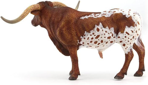 Gemini&Genius Longhorn Cow Toy Action Figure, Farm Animal Toys, Hand Painted, 6 Inches Length, Realistic and Durable Farm Toys for Children Boys and Girls Gift
