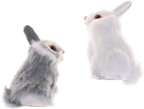 Mini Realistic Cute Plush Rabbits - Lifelike Animal Easter Bunny Simulation Toy Model Gift (Rabbit Plush Toys)