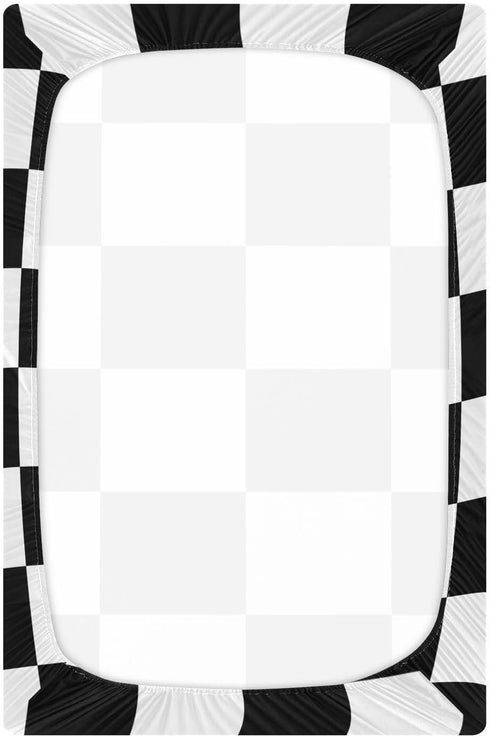 Pack 52 28 Inch Checkered Crib Sheets Breathable Soft Cribs n Play Mattress Sheet for Baby Toddler Boys Girls Fitted