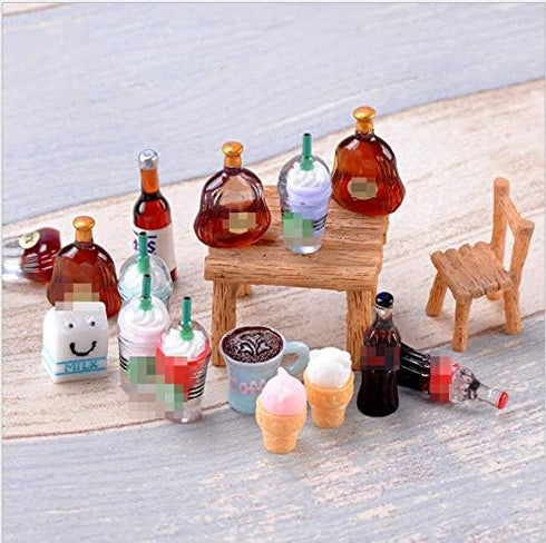NWFashion Miniature Food Drinks Toys Bottle, 26pcs Mix for Adults and Children's Pretend Play Kitchen