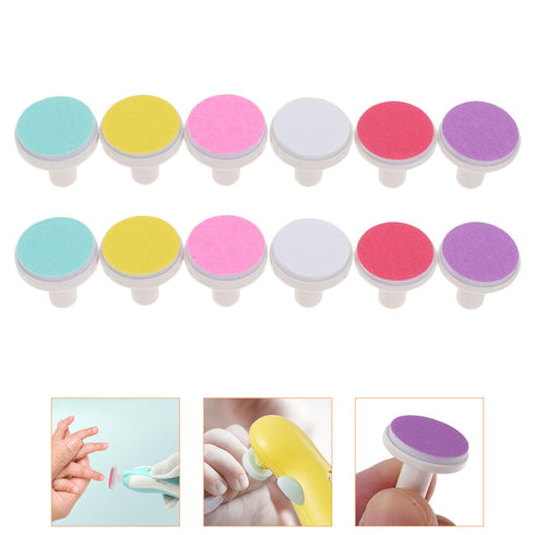 JUMPLAWN Trimmer 12Pcs Electric Nail Heads Nail Grinding Tools with Storage Box for Newborn Grooming