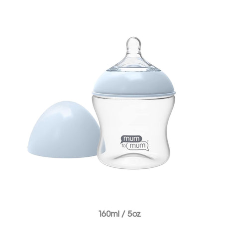 Anti-Colic Glass Baby Bottle 5oz with "S" Flow Rate Nipple for 0-3 Months, 4 Pack, MM101A