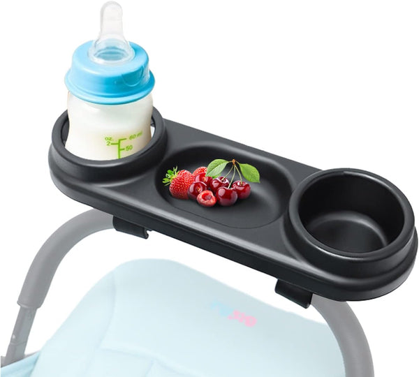 3-in-1 Universal Stroller Snack Tray with Dual Cup Holders, Sturdy Bar Attachment Compatible with Uppababy, Nuna