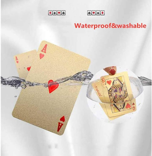 2 Pack Diamond Playing Cards, Waterproof Gold Silver Foil Plastic Poker Cards, High Flexible (Silver+Gold Diamond).