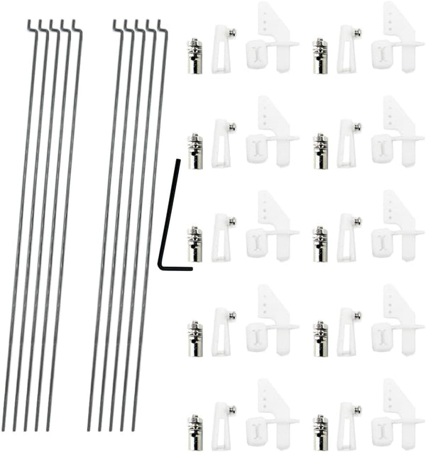 URIMPAVIDO 10PCS 1.2 x 200mm Pushrod with 10PCS 1.3mm Adjustable Pushrod Connector Linkage