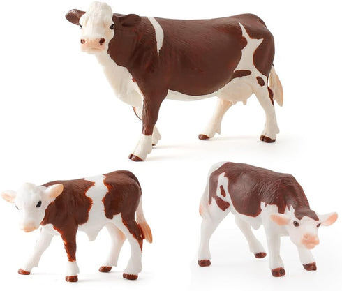 Realistic Farm Cow Model Figure Toy Set, Cow Figurines Collection Playset with Farm Keepers for Educational Learning