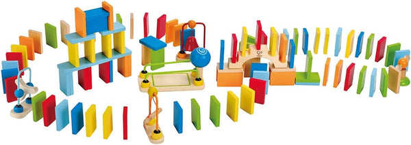 Hape Dynamo Wooden Domino Set | Award Winning Building Block Set for Kids, 107 Solid Pieces of Fun