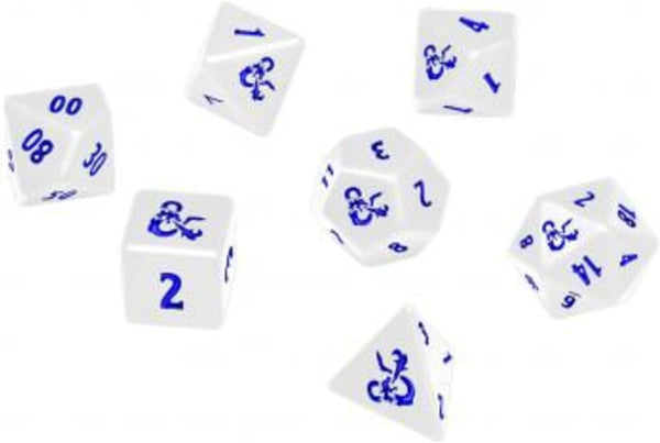 Icewind Dale D&D RPG Heavy Metal Poly White and Blue Dice Set