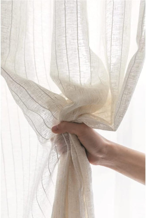 Iuokuby White Sheer Curtains Home Window Decoration Rod Pocket for Living Kids Childern Room Simple Japanese-Style Fine