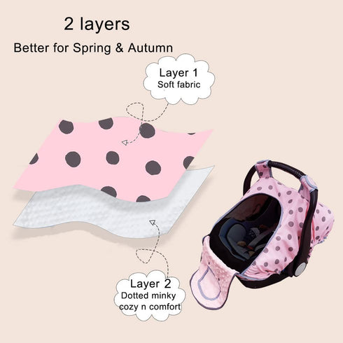 2 Carseat Cover Girls, Baby car seat Covers for Infant car seat, Baby Carrier Cover Canopy, Window in Door Zipper Open