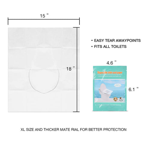Disposable Toilet Seat Covers, 50-Count Flushable Paper for Adults and Kids, Great for Public Restrooms
