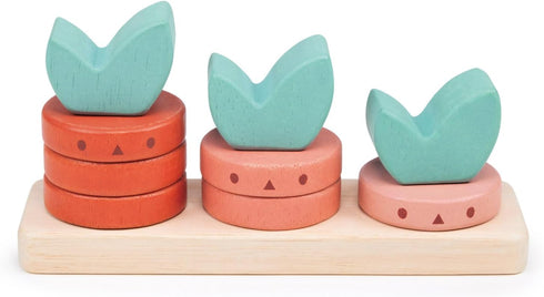 Counting Vegetables - 10pcs Stacking Wooden Ring Set for Toddler Educational Toy to Boost Fine Motor Skills Age 12M+