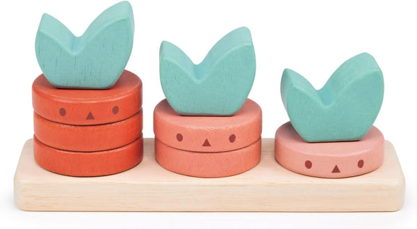 Counting Vegetables - 10pcs Stacking Wooden Ring Set for Toddler Educational Toy to Boost Fine Motor Skills Age 12M+